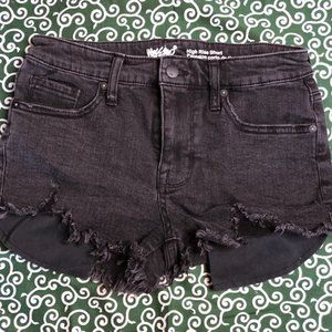 High Rise Black Jean Cutoff Shorts
